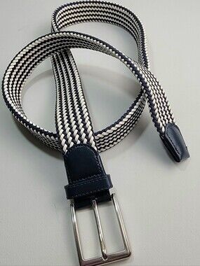 Callisto Men's Size 35 Belt, Woven White Leather & Blue Cord, 44.25"L, READ